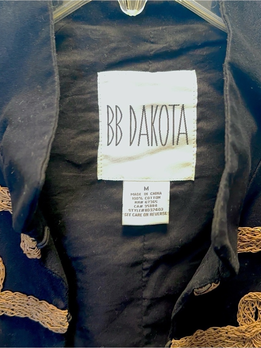 RARE BB Dakota Black Band Military-Style Cropped Jacket with Gold Trim - Picture 3 of 5